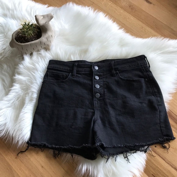 Old Navy Pants - Old Navy high waisted button front black shorts